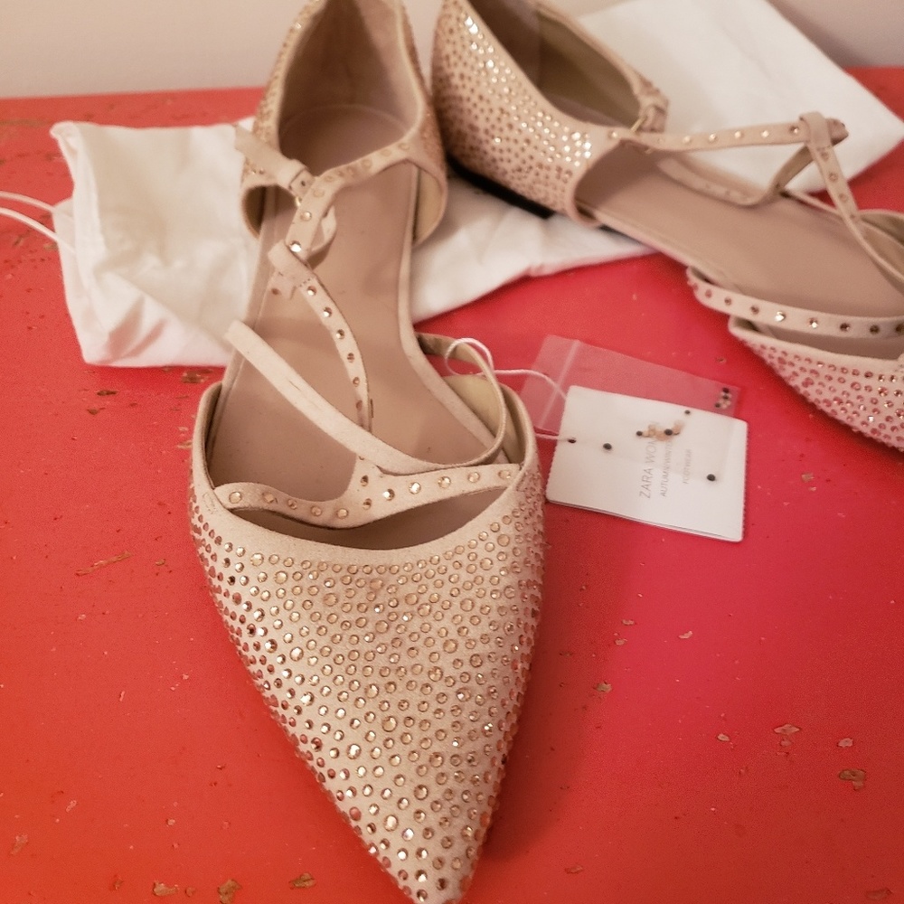 NWT Zara sparkly Ballerina sandals